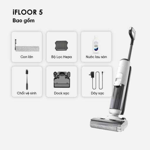 Bộ sản phẩm máy hút bụi lau nhà Tineco iFloor 5 - chính hãng